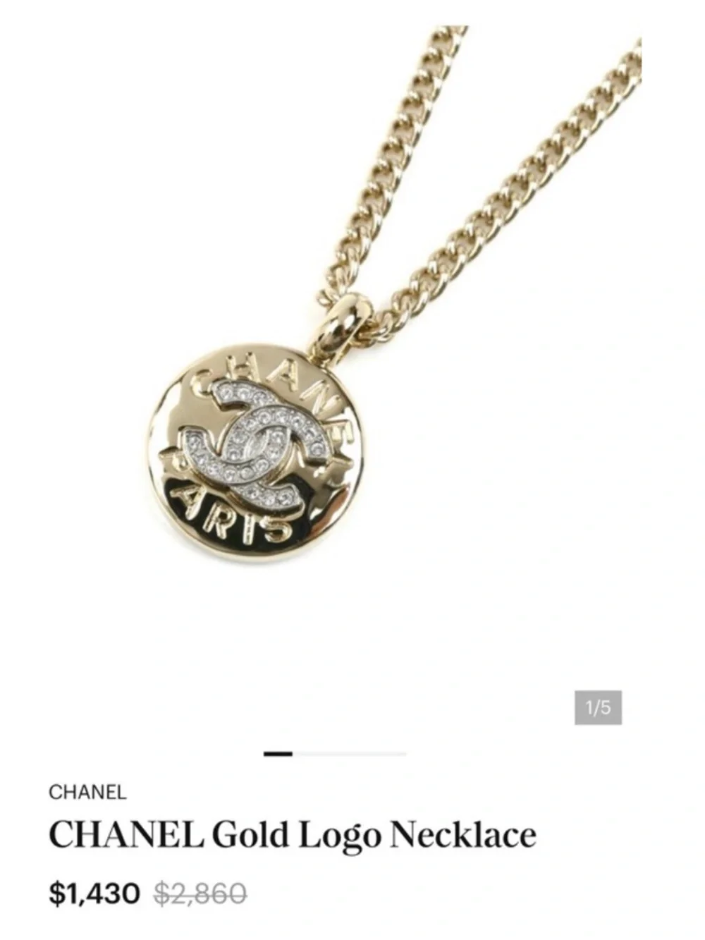 A-1FN-4: NECKLACE: Double Gold-Tone Featuring Dazzling Monogram Charms, NWOT